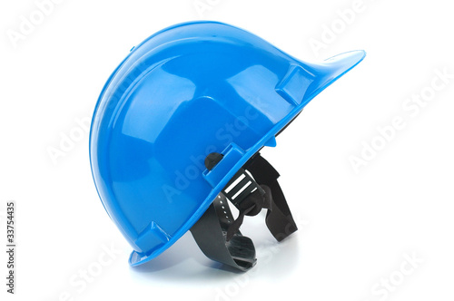 blue safety helmet on the white background