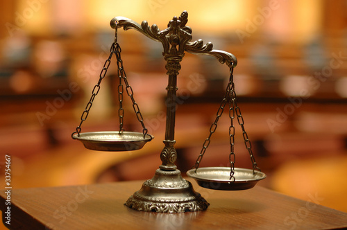 Decorative Scales of Justice in the Courtroom