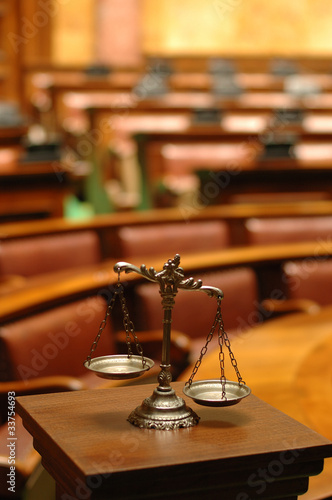 Картината върху платно Decorative Scales of Justice in the Courtroom