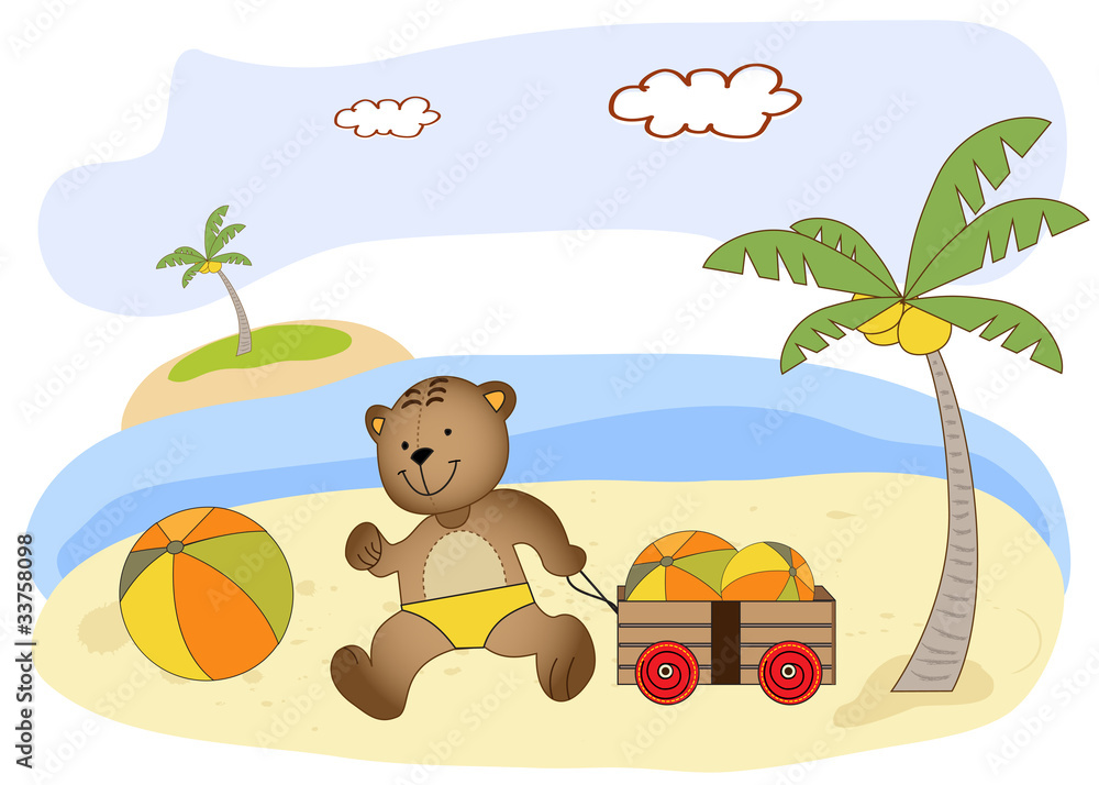 teddy bear play on the beach teddy bear play on the beach
