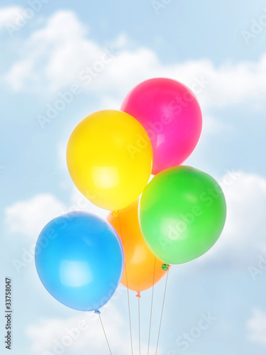 Five colorful baloons