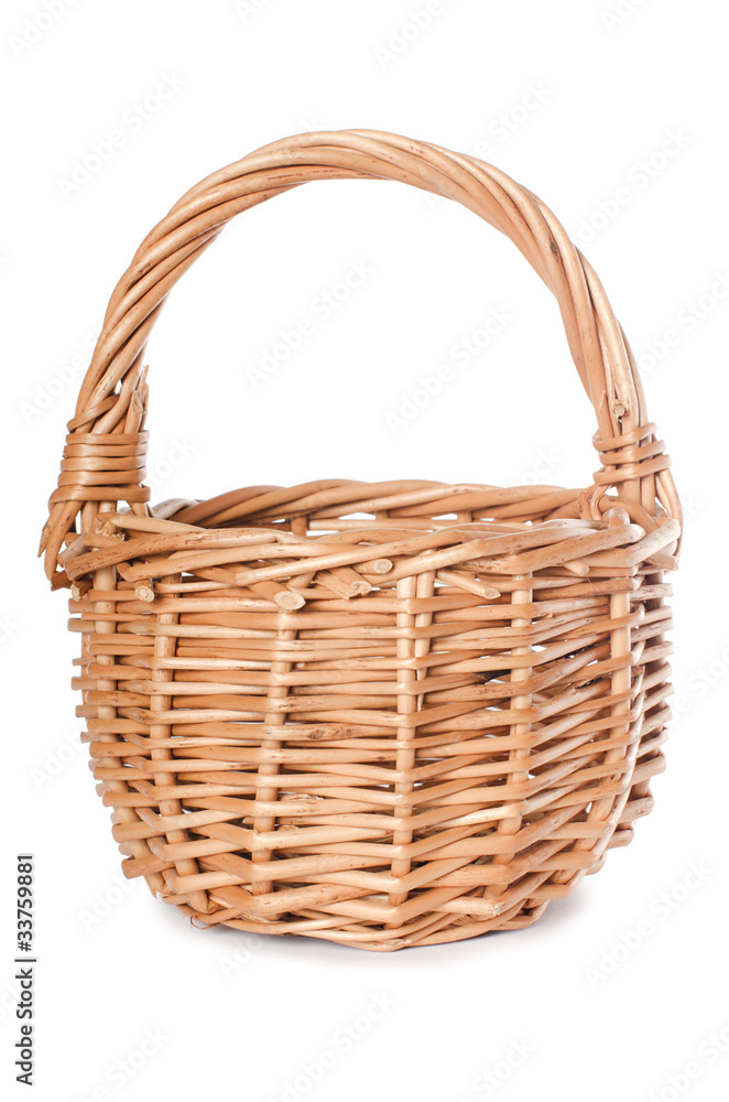 Wattled basket isolated on white background
