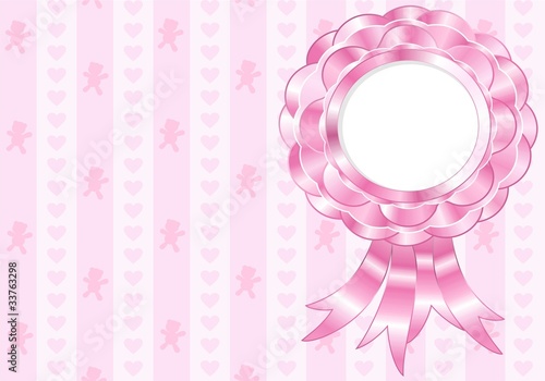 Sfondo Coccarda Fiocco Bimba-Rosette Ribbon Baby Girl-Vector