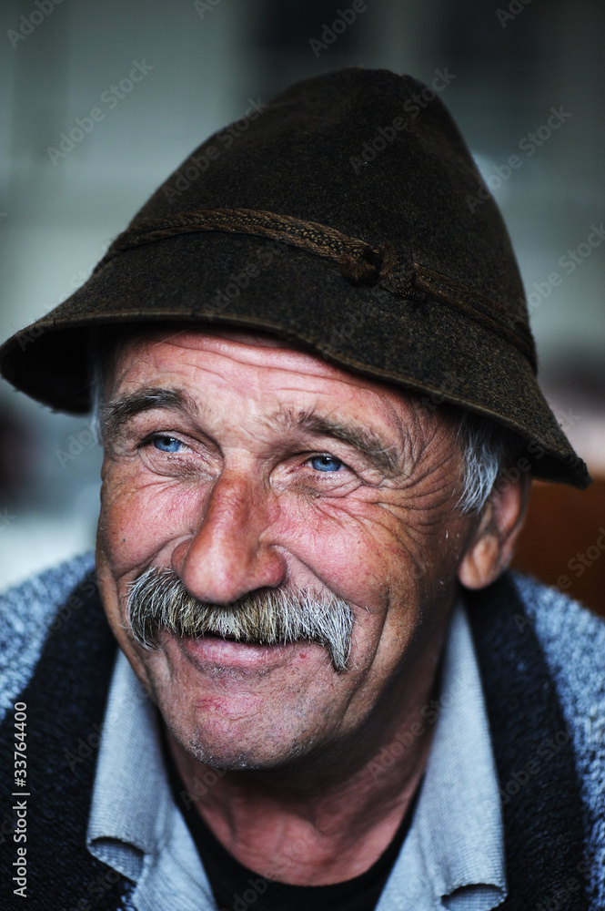 Portrait of old man with mustache Portrait of old man with mustache