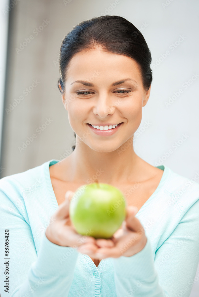 lovely housewife with green apple lovely housewife with green apple