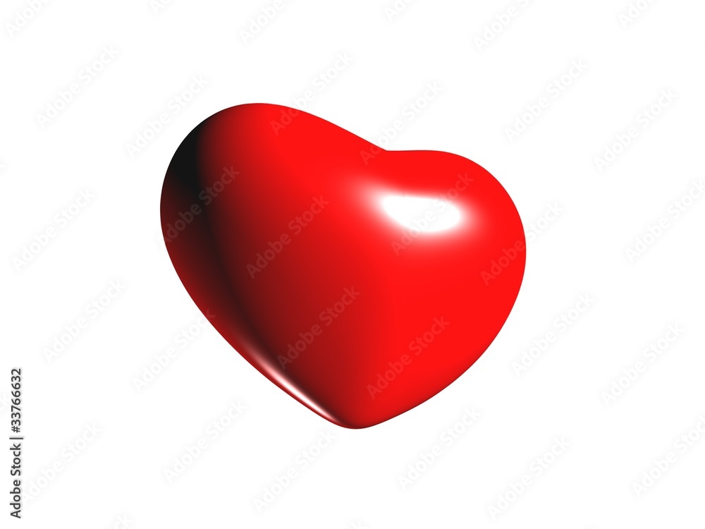 shiny red heart isolated on a white background