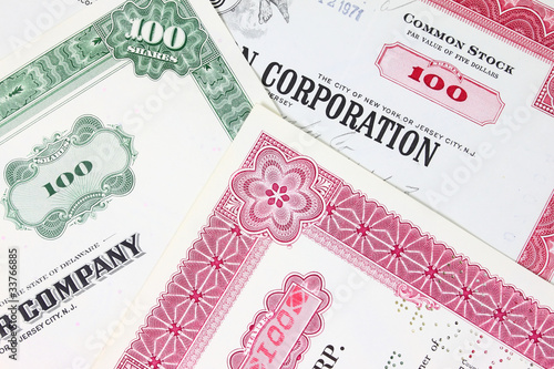 Shares - vintage share certificates of USA