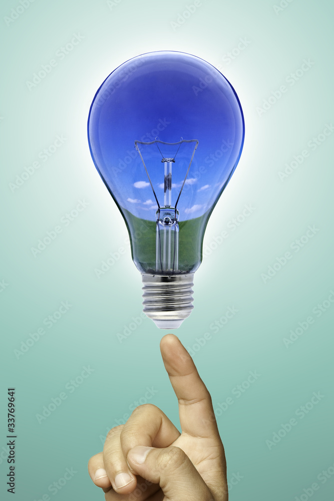 Ecological concept, reflection of nature in lamp. Ecological concept, reflection of nature in lamp.