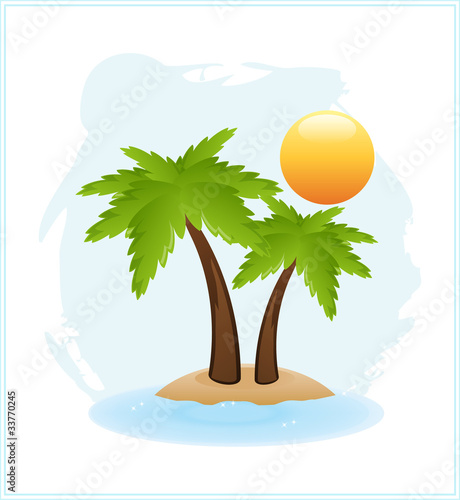 Tropical palm on island