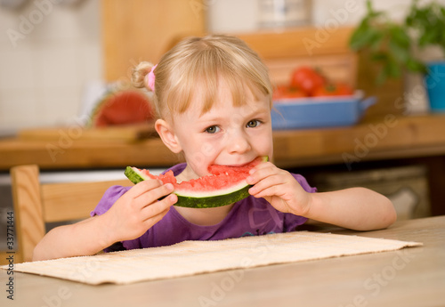 little girl with water melon
