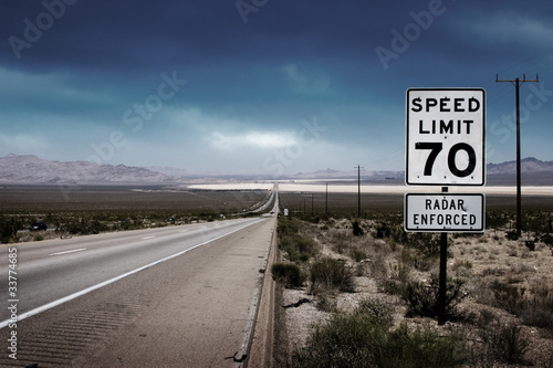 Highway road with speed limit sign