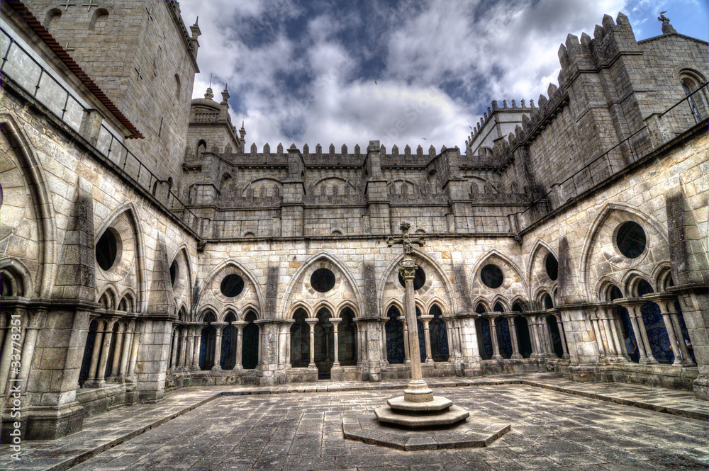 Gothic Cloisters of Porto Cathedral (Sé Cathedral), Portugal.