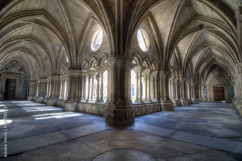 Gothic Cloisters of The Sé Cathedral, Porto, Portugal.