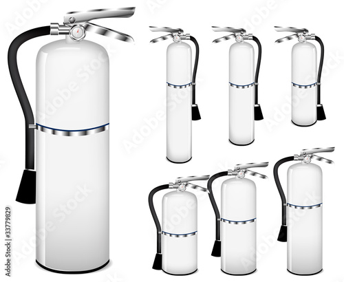 set of fire extinguisher isolated on white background