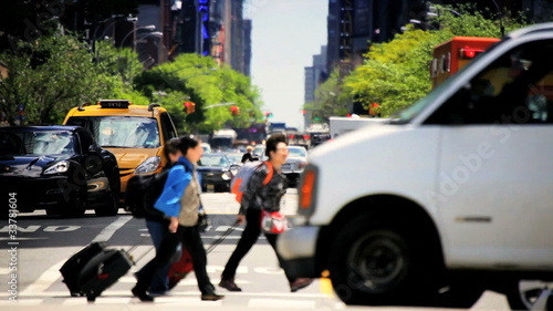 Wallpaper Mural Blurred Motion of traffic at Intersection, NY, USA Torontodigital.ca