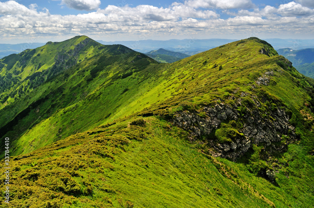 Rocky ridge in Marmaroski alps. Carpathians