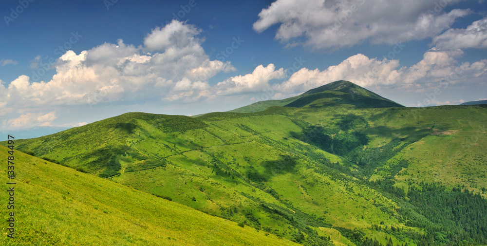 Alpine mountain meadows under Petros mount