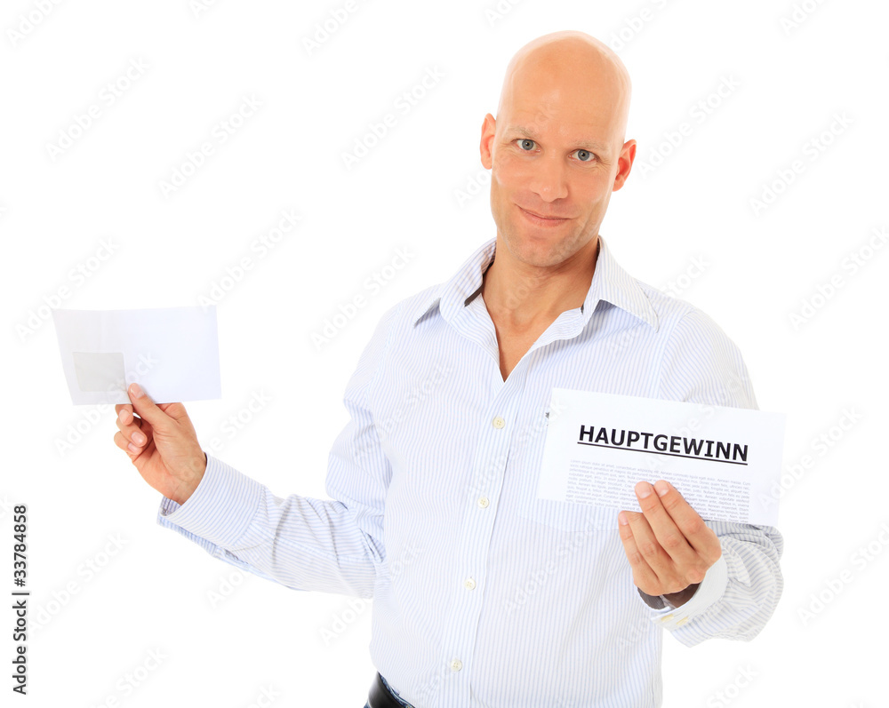 Attraktiver Mann hat den Hauptgewinn gewonnen Attraktiver Mann hat den Hauptgewinn gewonnen
