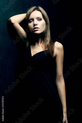 woman wearing black dress