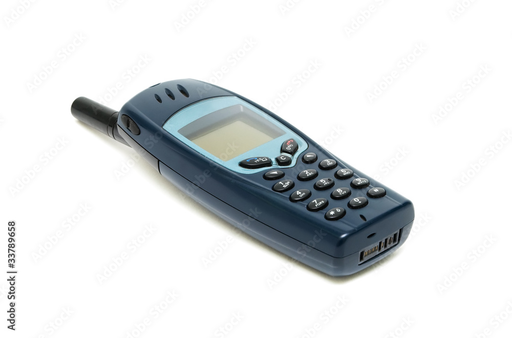 old mobile phone isolated on white background