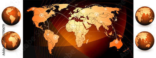 world map and globes