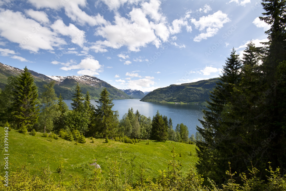Beautiful mountain lake – Haukedalsvatnet lake, Sogn og Fjordane