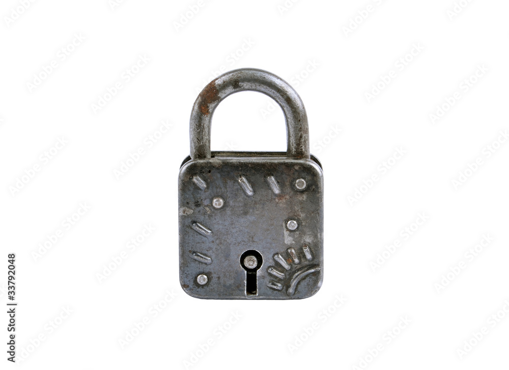 Old rusty padlock, isolated on white background Old rusty padlock, isolated on white background