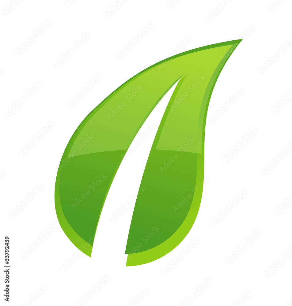 abstract one leaf sign green color abstract one leaf sign green color