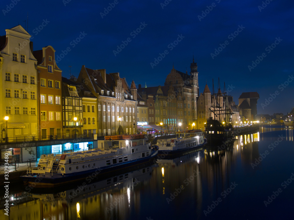 night scene at old town of Gdansk
