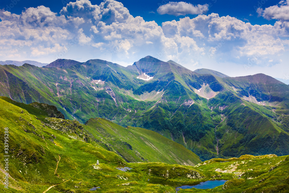Landscape with Fagaras mountains in Romania