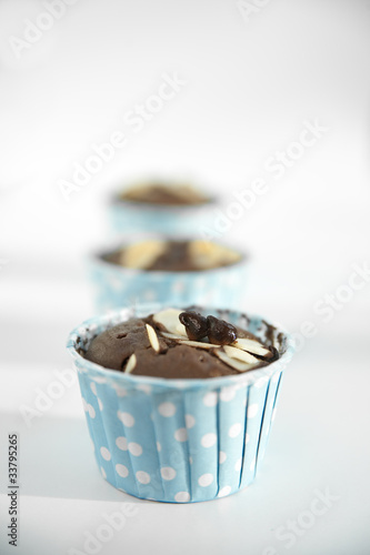 Cup cake, chocolate, blue cup. photo