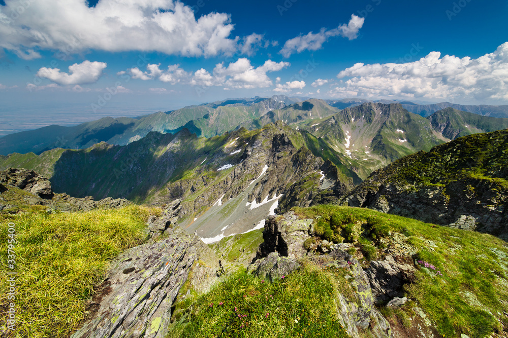 Landscape with Fagaras mountains in Romania