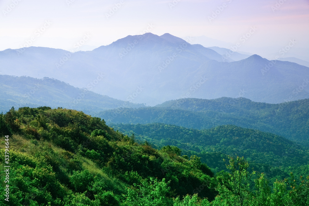 The landscape of the mountains.