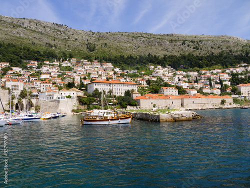 Leaving the Walled City of Dubrovnic in Croatia from the sea © quasarphotos