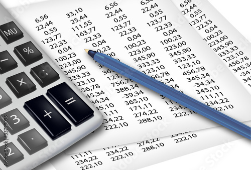 Calculator and office supplies. Vector.