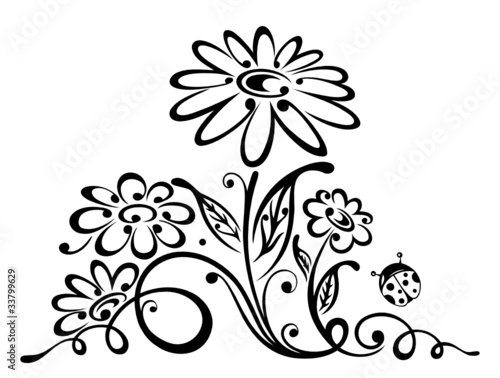 Ranke, flora, Blumen, Blüten, filigran, Wandtattoo