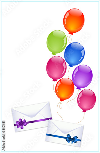 Envelopes with colorful balloons