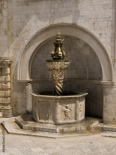 Small Onofrio's fountain in walled city of Dubrovnic Croatia