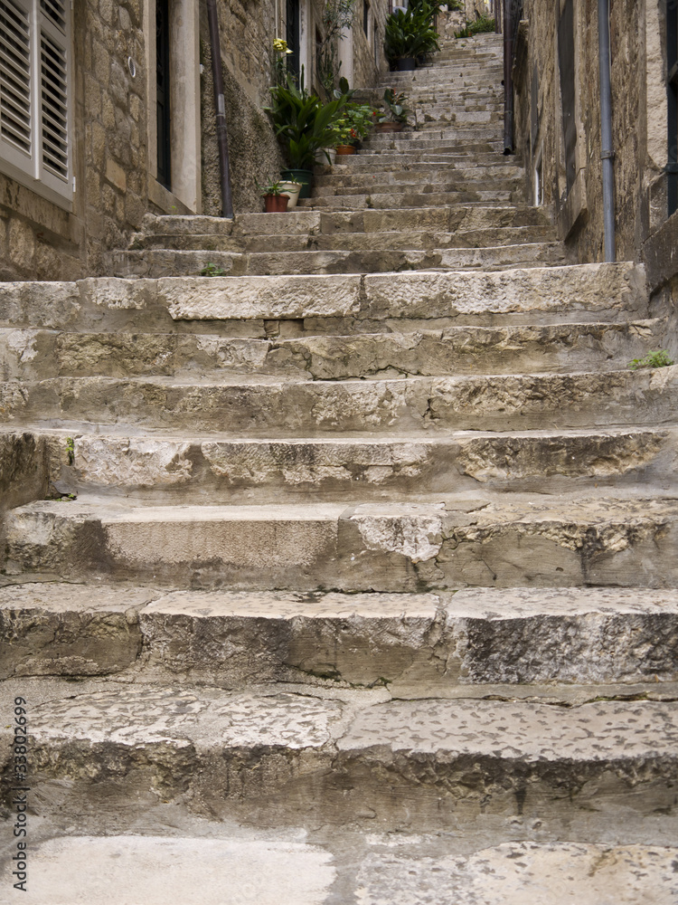 Narrow streets of the Walled City of Dubrovnic Croatia Narrow streets of the Walled City of Dubrovnic Croatia