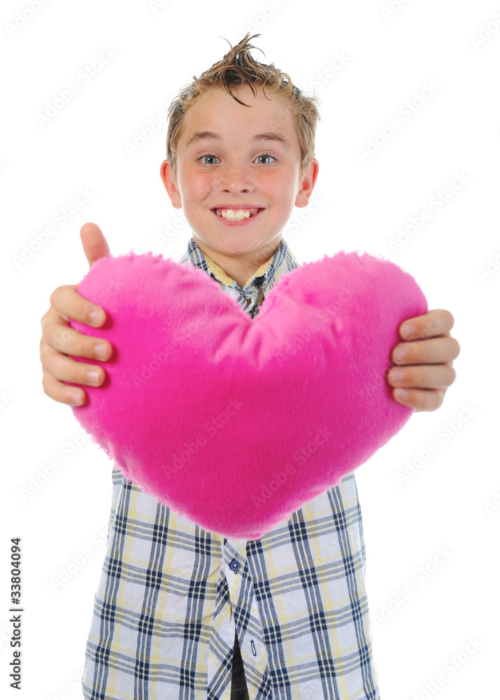 boy gives a heart