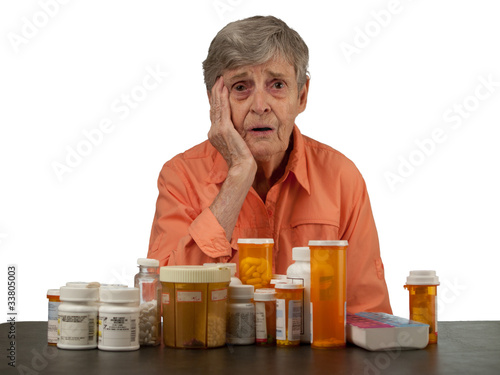 Elderly woman with medications