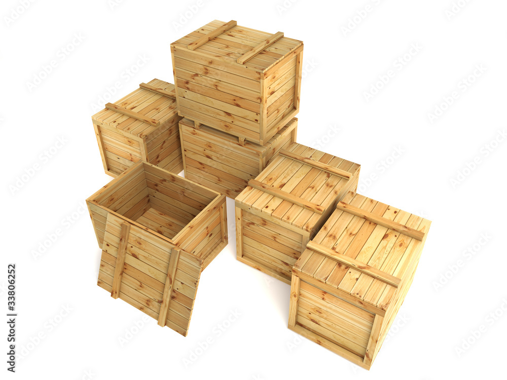 crates isolated on white crates isolated on white