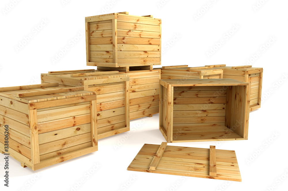 crates isolated on white