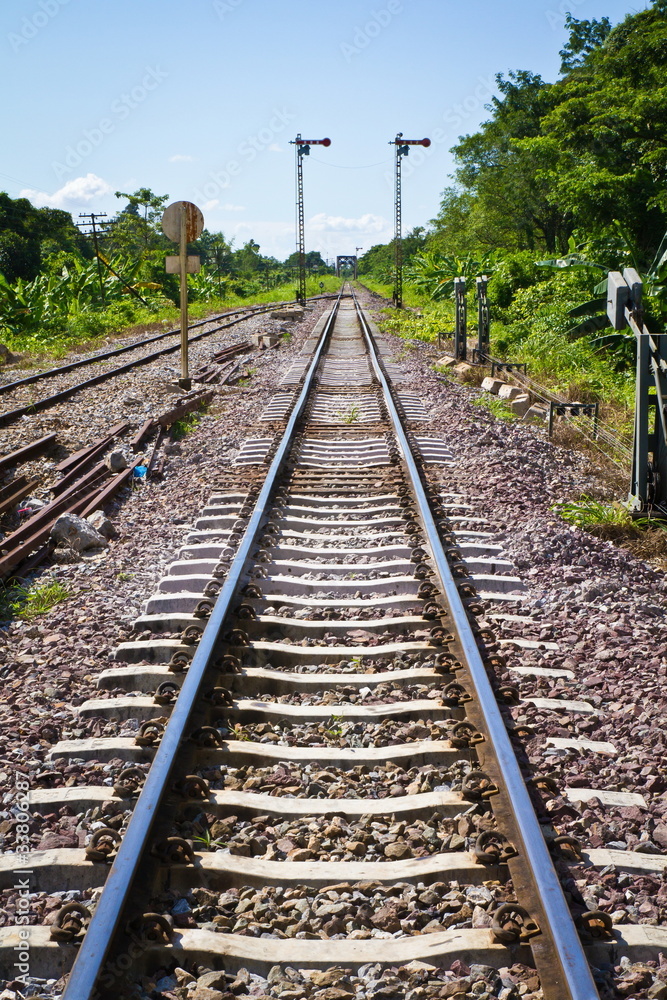 Straight railway in the countrytside