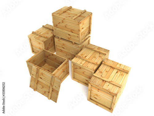 crates isolated on white