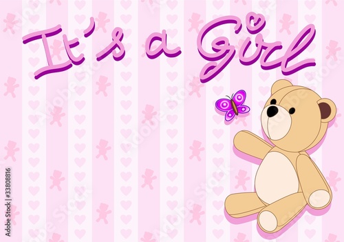 Sfondo Bambina Orsacchiotto-It's a Girl Baby Background-Vector