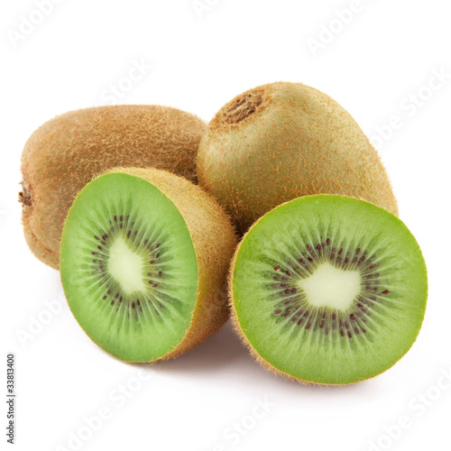 Half kiwi fruit isolated on white background.