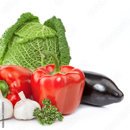 fresh vegetables, isolated on white background