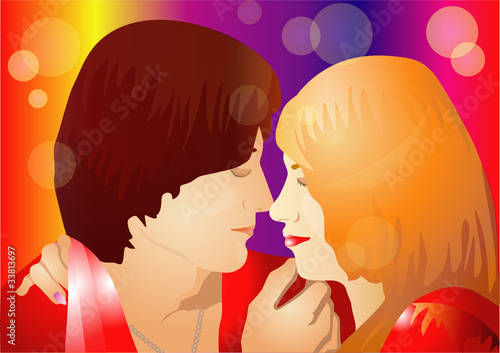 Kiss of men and women