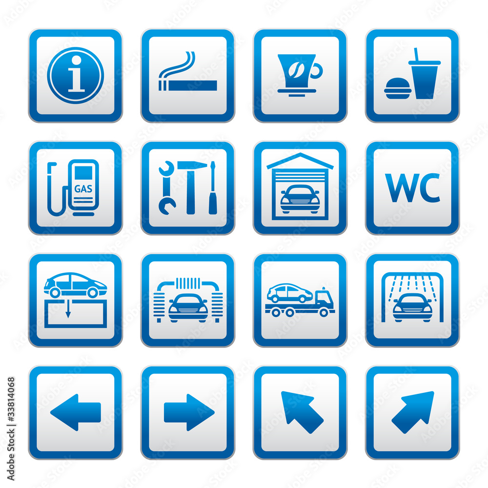 Set pictograms. Car services. Gas station. Symbols